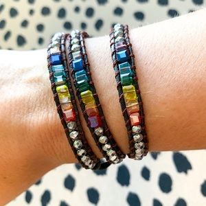 Beaded Rainbow Chakra Wrap Bracelet